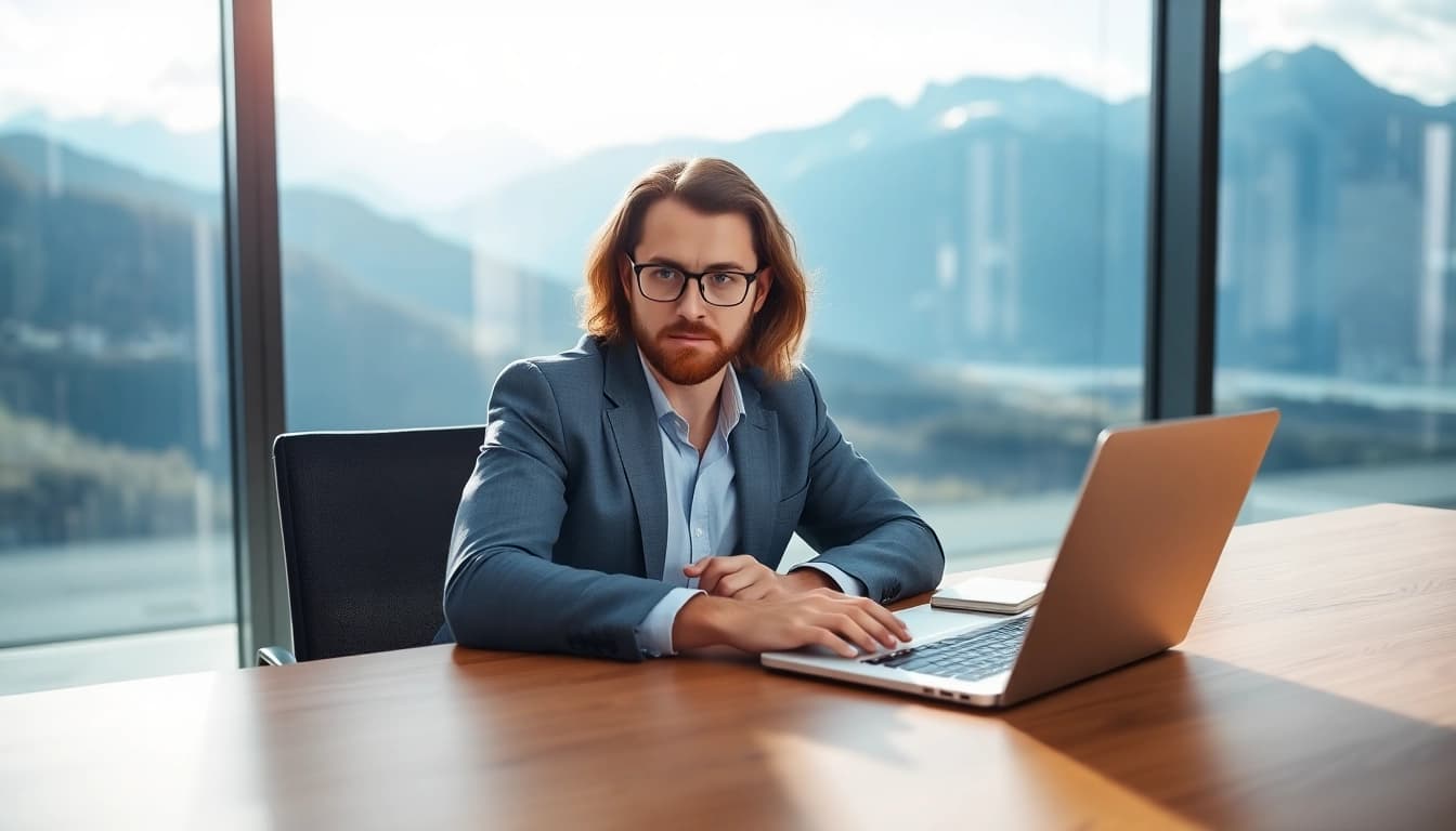 Headhunter Schweiz berät erfolgreich Klienten in einem modernen Büro mit Alpenblick.