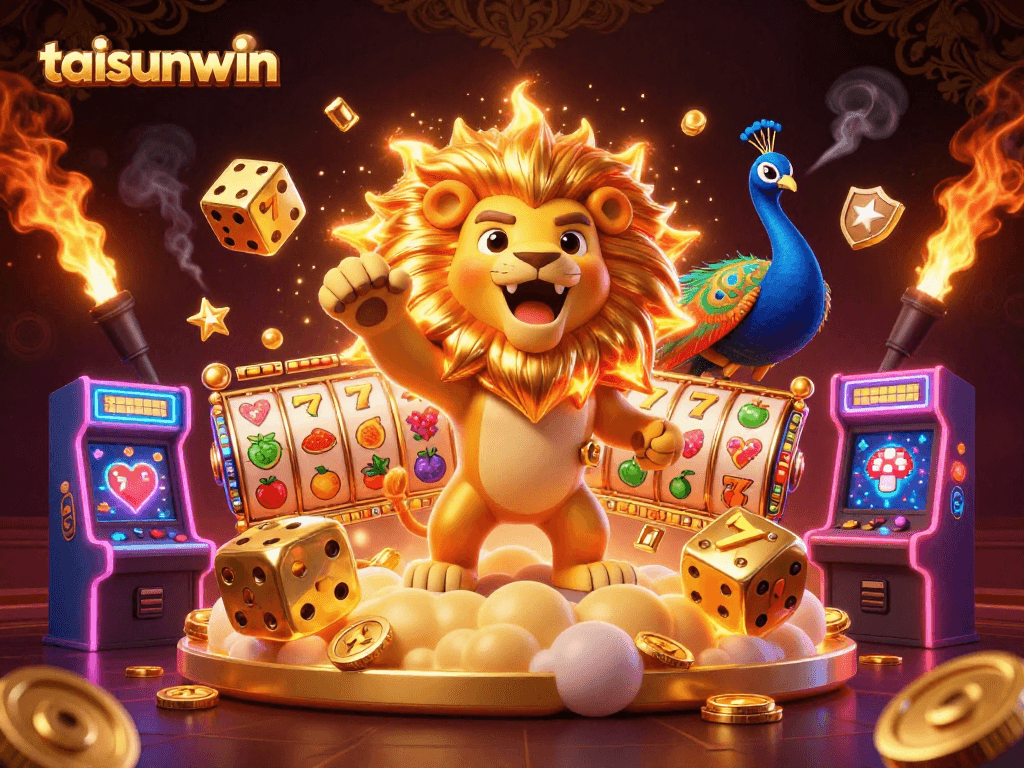 Experience thrilling excitement with taisunwin as the sun lion roars on a vibrant casino scene.