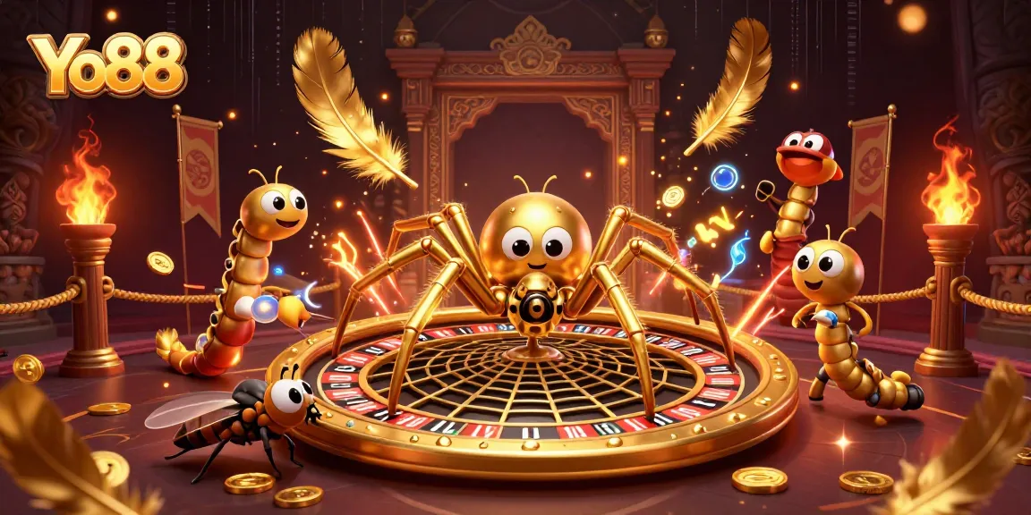 Engage with thrilling gameplay at Yo88 where a golden spider weaves a roulette web, combining luck and strategy.