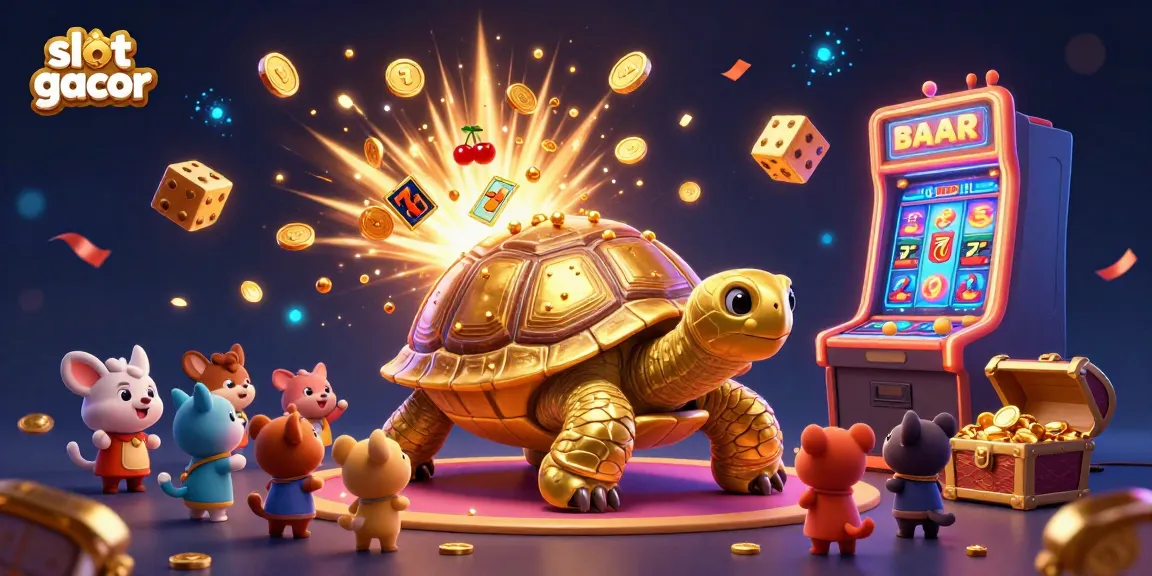 Experience the thrill of slot gacor as golden coins burst from an exciting slot machine in a dazzling casino scene.