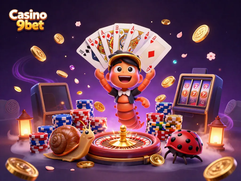 Experience thrilling gaming action at Casino 9bet with lively 3D characters and dynamic casino elements.