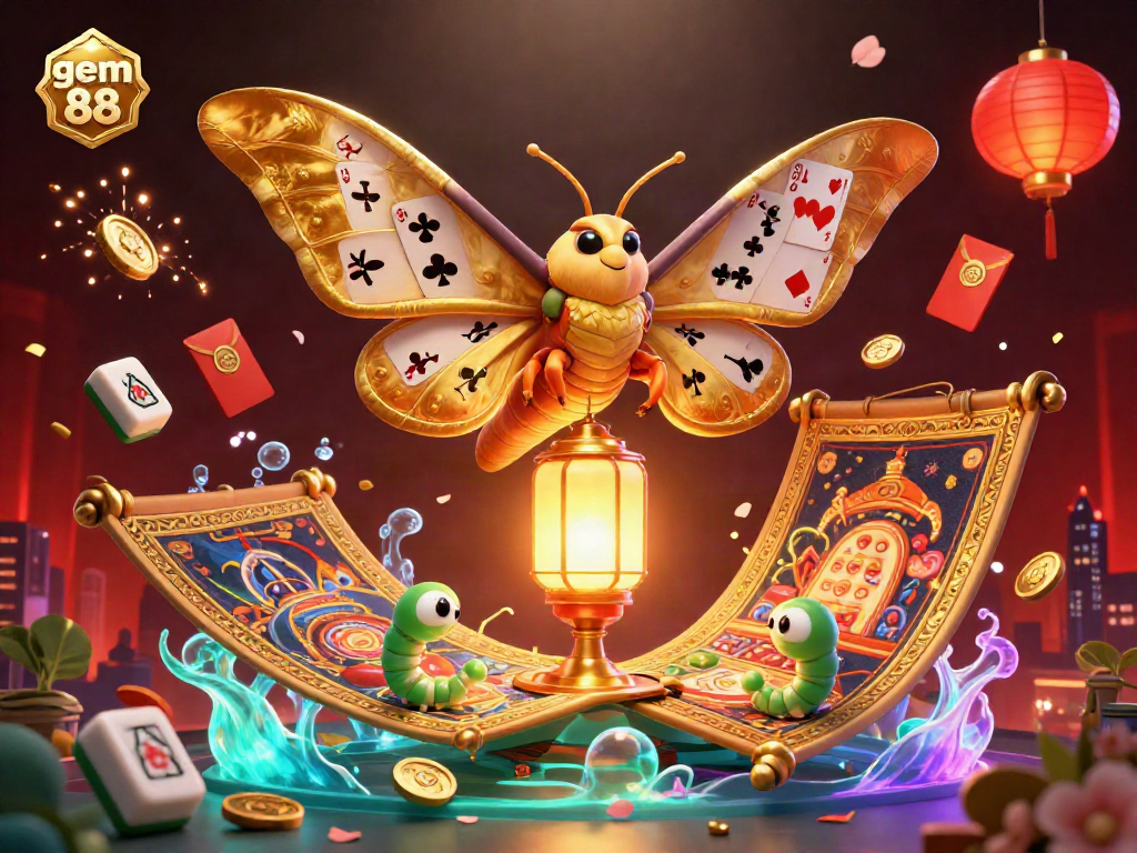 Experience the excitement of casino gaming with gem 88, where vibrant game elements come alive in a stunning illustration.