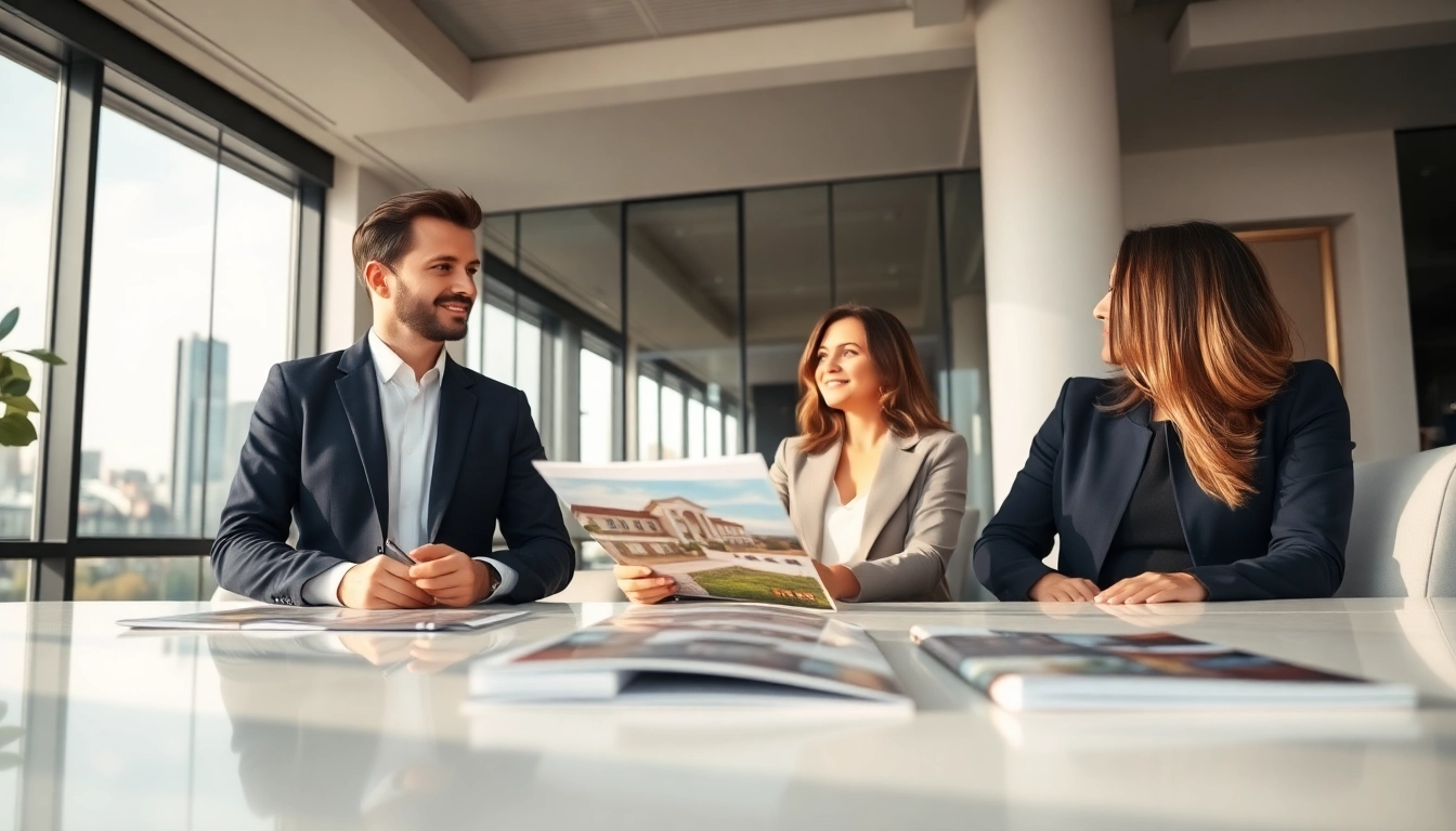 Immobilienmakler Frankfurt Preungesheim berät Kunden in modernem Büro mit Skyline-Blick.