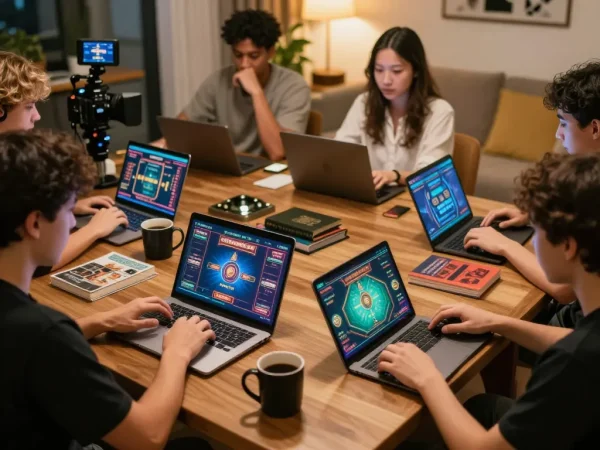 Players enjoying online games at home with PHPVIP, showcasing dynamic gaming environment and community vibes